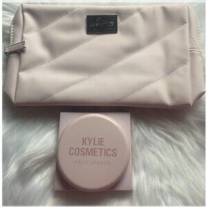 Kylie Cosmetics Off White Faux Leather Makeup Cosmetic Travel Bag & Mirror‎